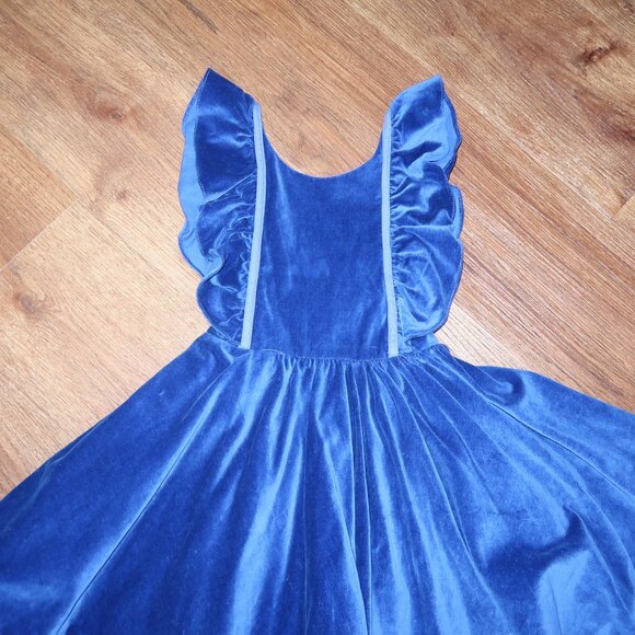 Girls Pleiades Designs Royal Blue Velvet Belle Shortie Dress Bow Back Formal 7 - Picture 4 of 6